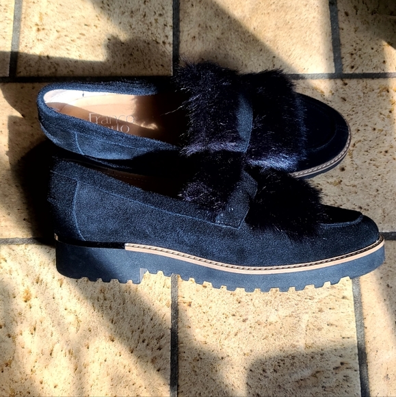 Leather Franco Sarto faux fur loafer sz 8M - Picture 3 of 9